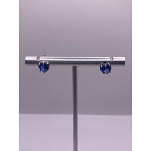 Blue Cz Heart Studded Earring Sterling Silver